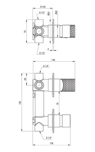 Смеситель встраиваемый Deante Silia Hexa Steel BHS F46P (2 функции)