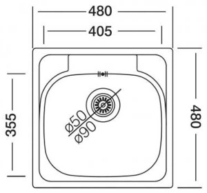 Кухонная мойка Kromevye Triton EC 309 D, 48х48, декор