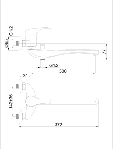 Смеситель для ванны Rubineta Standart Prince P-22/C Sher