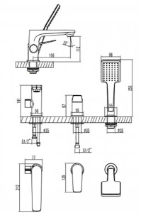 Смеситель на борт ванны Lemark Bronx LM3745GM
