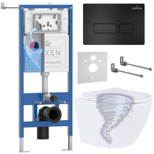 Комплект инсталляции 6 в 1 Roxen StounFix Dual Fresh 968313 с аромадозатором, черный матовый