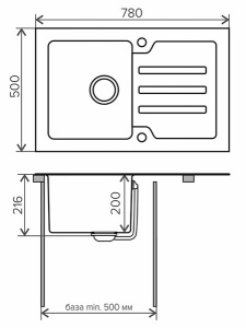 Кухонная мойка Tolero Ceramic Glass TG-780 B