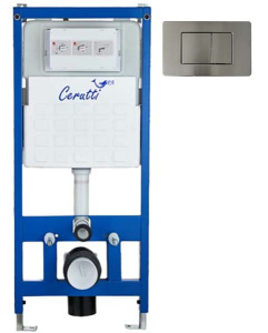 Инсталляция для унитаза Cerutti CR555 с кнопкой CR03BS / CR03GS, глянцевая сталь