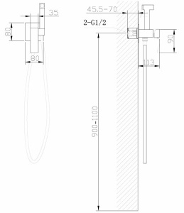 Смеситель встраиваемый Abber Wasserfall AF8625SP с гигиеническим душем