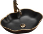 Умывальник Rea Pearl Black Mat Gold Edge U0692