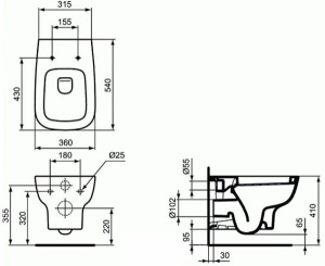 Подвесной унитаз Ideal Standard Esedra Aquablade T386001 с крышкой SoftClose T318101