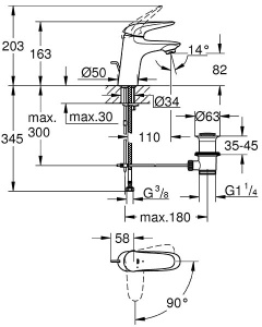 Смеситель для умывальника Grohe Eurostyle Solid 23709003