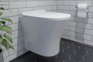 Подвесной унитаз CeramaLux 2615Е безободковый (с крышкой SoftClose)