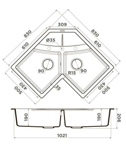 Кухонная мойка Omoikiri Sumi 83C, 102х83, белый