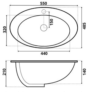 Умывальник Roxen Tierra 570150, 55х49