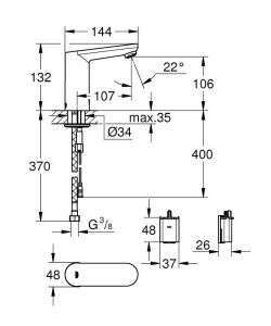 Смеситель для умывальника Grohe Eurosmart Cosmopolitan E 36330001 сенсорный