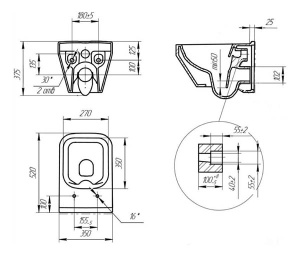Комплект инсталляции Cersanit Crea Square 64443