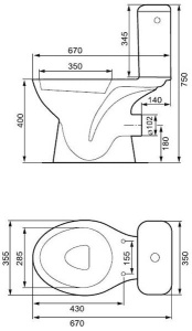 Напольный унитаз Cersanit 373 Mito Grey 010, белый