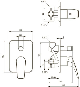 Смеситель встраиваемый Deante Cynia BCY 044P (2 функции)