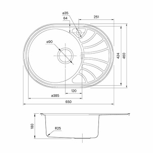 Кухонная мойка Iddis Suno S SUN65SLi77 / SUN65PRi77, 65х46, матовый