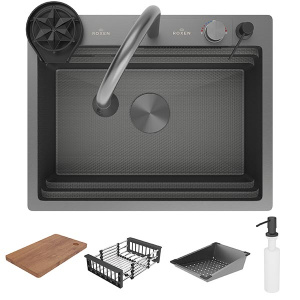 Кухонная мойка Roxen Stage Plus 560250-60-BS PVD (текстурная оружейная сталь) многофункциональная 8 в 1