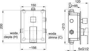 Смеситель встраиваемый Armatura Hexa Quadro 35 (3 функции)