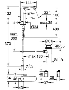 Смеситель для умывальника Grohe Eurosmart Cosmopolitan E 36331001 сенсорный