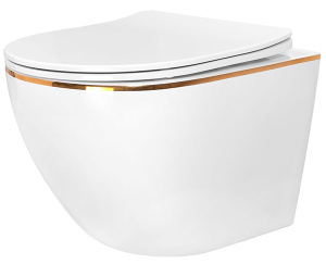 Комплект инсталляции Viega Prevista Dry WC 771973 с кнопкой Visign for Life 6 773748 и унитазом Roxen Antares Gold 530110-01G Rimless Soft Close