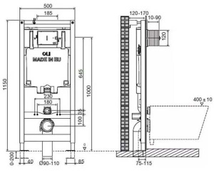Комплект инсталляции Oli180 с унитазом Ideal Standard Connect и сиденьем Soft Close