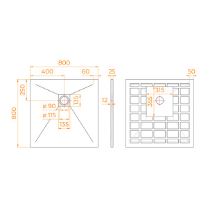 Душевой поддон RGW Stone Tray-G, 90х90