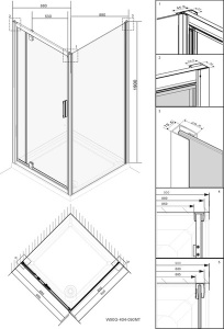 Душевой уголок AM.PM Gem Sqare Pivot W90G-404-090MT, 90x90, прозрачный