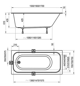Акриловая ванна Ravak Chrome Slim, 150х70