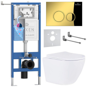 Комплект инсталляции 6 в 1 Roxen StounFix Dual Fresh 968010 с аромадозатором, золото глянцевое