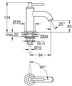 Смеситель для умывальника Grohe Atrio New 20021AL3 на одну воду