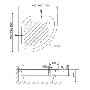 Душевой поддон RGW BP/CL-S, 80х80