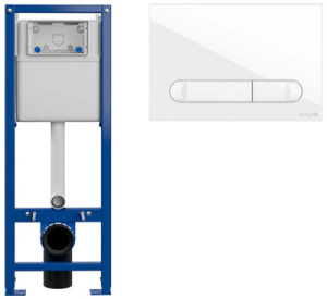 Инсталляция для унитаза Cersanit Vector S-IN-MZ-VECTOR с кнопкой Estetica 64109 / Estetica 64111, белый глянцевый