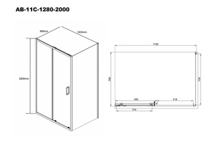 Душевой уголок Aquabath Atlas AB-11C-1280-2000-BK