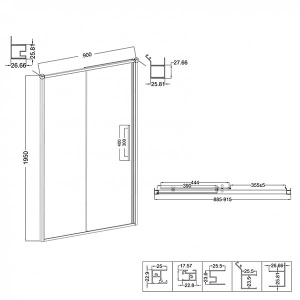 Душевая дверь Niagara Nova NG-64-9A / NG-64-10A / NG-64-11A / NG-64-12A / NG-64-13A, 90х195, прозрачный
