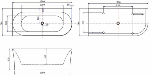 Акриловая ванна Allen Brau Priority 4 2.31004.20A/AM / 2.31004.21A/AM, 170х78, белый матовый, антрацит
