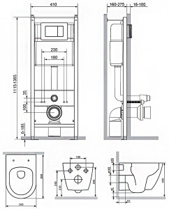 Комплект инсталляции Damixa Apollo DX22.IS10101.1700 с кнопкой и подвесным унитазом
