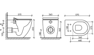 Приставной унитаз CeramicaNova Metropol CN4004MB Rimless Soft Close