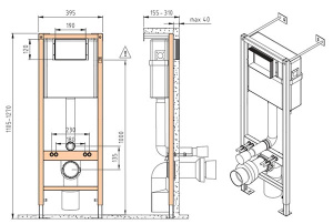 Комплект инсталляции Cersanit Carina XL CO DPL EO Slim / 64440