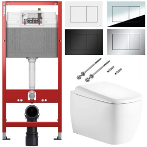 Комплект инсталляции TECEbase kit c кнопкой и подвесным унитазом Roxen Martin 530220-02, белый