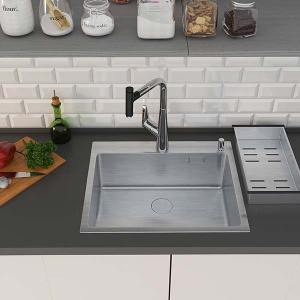 Кухонная мойка Roxen Simple 560220-50 с коландером и дозатором, 50х48, сатин