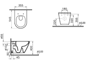 Комплект инсталляции Vitra Integra Round L-box 9004B003-7202 c кнопкой смыва и подвесным унитазом