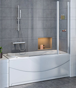 Душевая шторка на ванну Good Door SCREEN HS-100-C-CH, 100х140, прозрачный