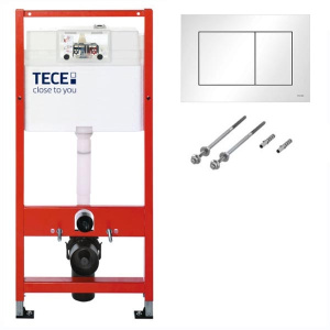 Система инсталляции для унитаза TECEbase kit c кнопкой 9400413 и унитазом Roxen Cube 530135-01 Rimless Soft Close