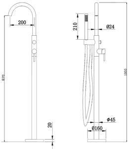 Смеситель для ванны Abber Wasser Kreis AF8115G / AF8115RG напольный