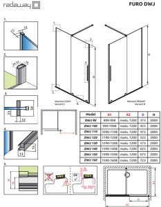 Душевая дверь Radaway Furo DWJ, 120х200, прозрачный