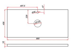 Столешница ЗОВ Белая CLDSP18W995458C2 (2 выреза)