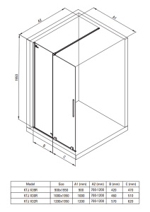 Душевая стенка Deante Prizma Walk-In KTJ_D39R / KTJ_D30R / KTJ_D32R / KTJ_D34R, 90х195, прозрачный