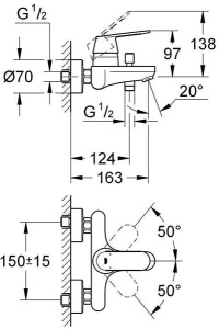 Смеситель для ванны Grohe Eurosmart Cosmopolitan 32831000
