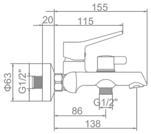 Смеситель для ванны Ledeme L3269