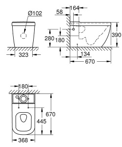 Напольный унитаз Grohe Euro 39338000 безободковый с крышкой Soft Close, белый