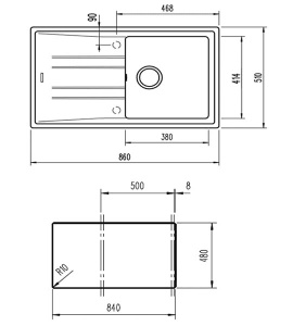 Кухонная мойка TEKA STONE 50 B-TG, 86х51, белый